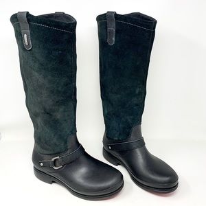 Crocs Genuine Suede/Rubber Equestrian Style Back Zip Entry Tall Boots Black 7